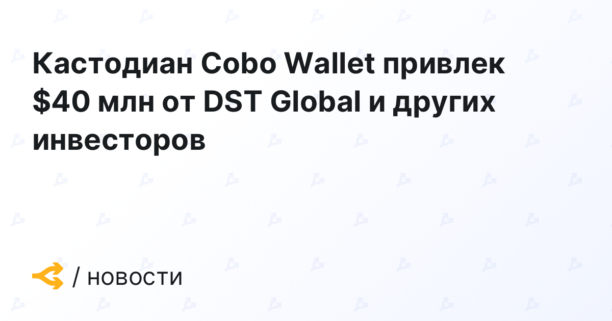 Кастодиан Cobo Wallet привлек $40 млн от DST Global и других инвесторов