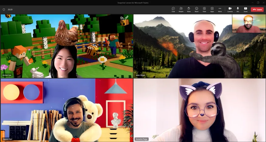 AR-линзы Snapchat в Microsoft Teams