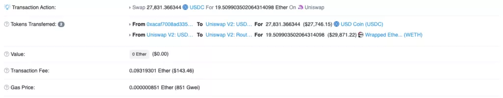 Пользователь заплатил 25 ETH за одобрение токена на Uniswap