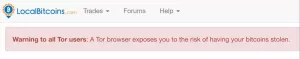 LocalBitcoins предупредила о рисках использования браузера Tor