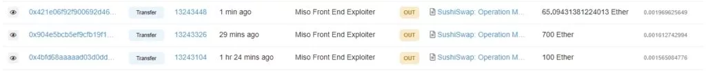 Хакер украл более $3 млн c платформы MISO на SushiSwap