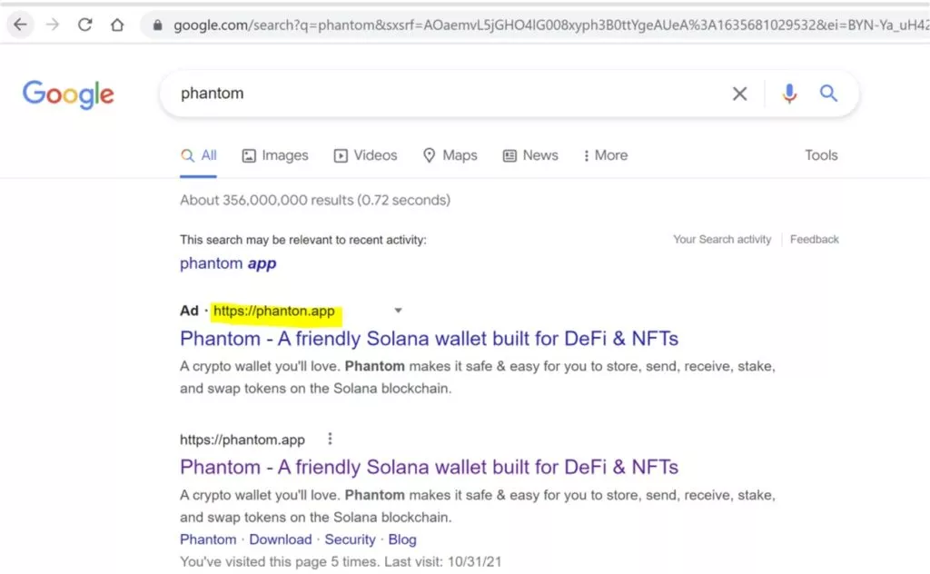 Пользователи кошельков MetaMask и Phantom потеряли $500 000 из-за рекламы Google