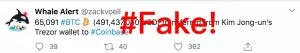 Перевод более $500 млн в биткоинах с кошелька Ким Чен Ына оказался фейком