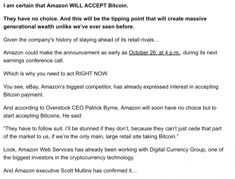 Джеймс Алтучер: Amazon начнет принимать биткоин в октябре 2017 года