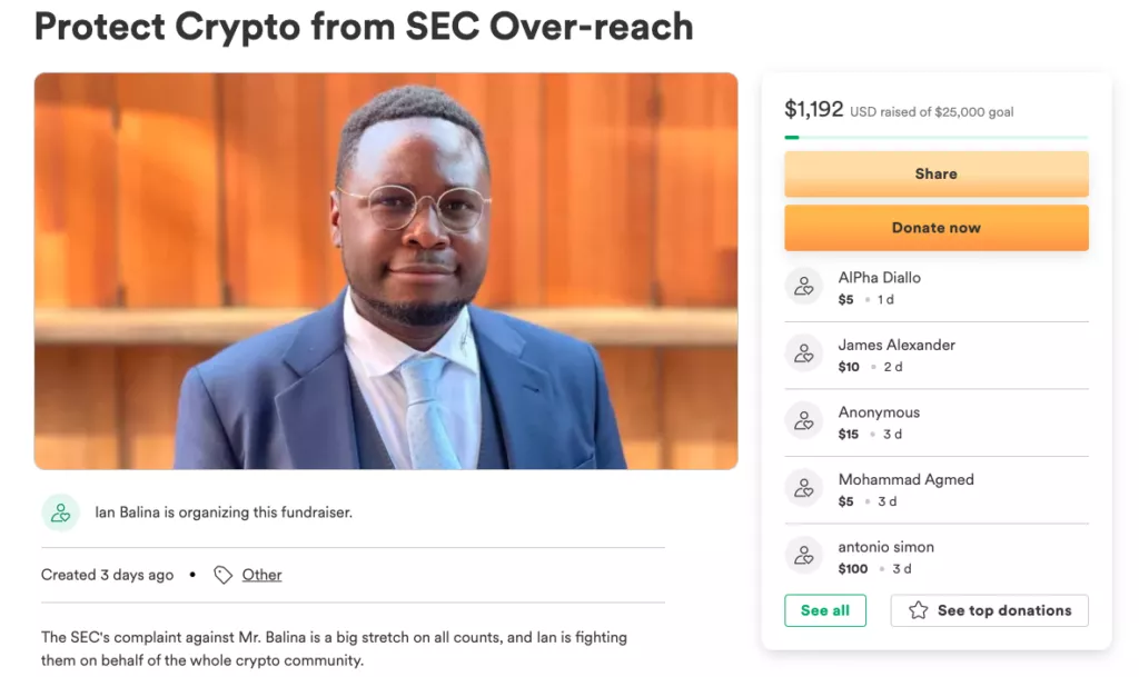 YouTube-блогер Ян Балина открыл сбор средств для «борьбы с SEC»