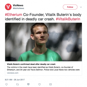 Сеть взорвали слухи о смерти основателя Ethereum Виталика Бутерина