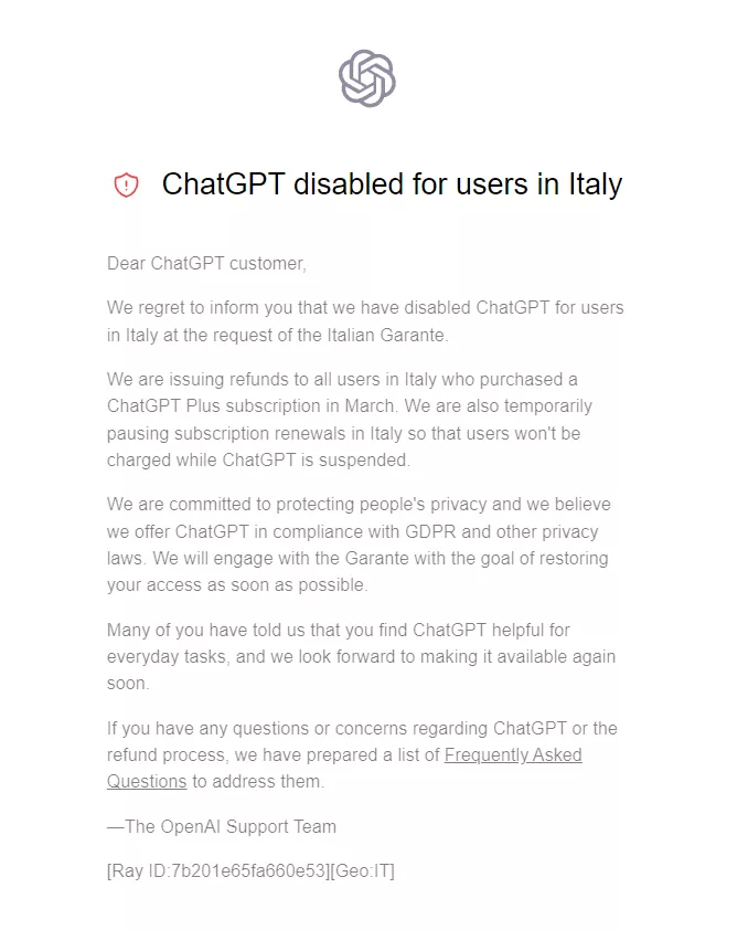 Заявление OpenAI для итальянских пользователей