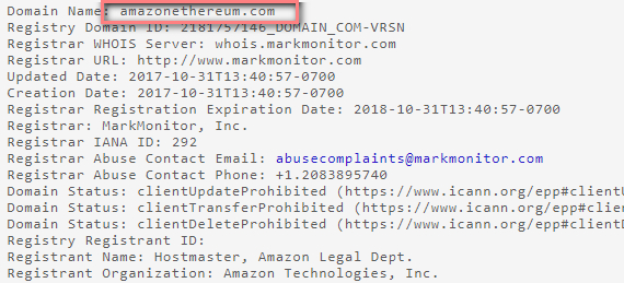 Amazon зарегистрировал домены, в названиях которых фигурируют криптовалюты