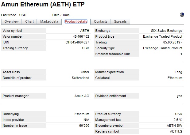 Ведущая фондовая биржа Швейцарии запустила торги ETP на базе Ethereum