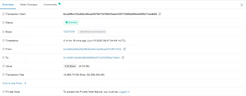 Пользователь Ethereum заплатил рекордные $2,6 млн за отправку $134