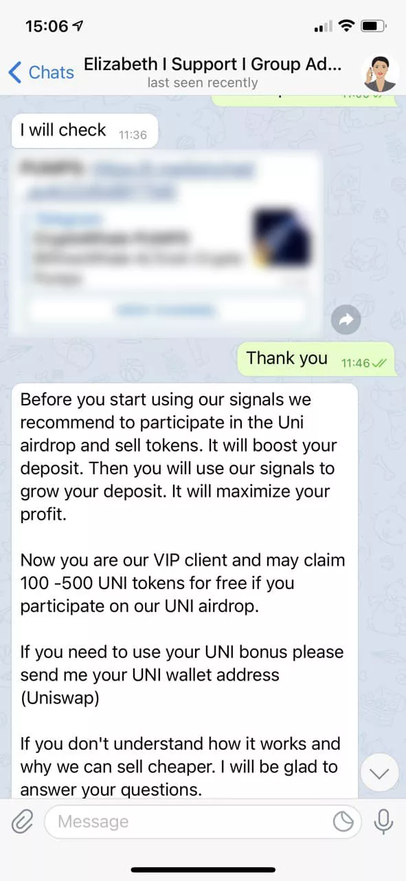 Telegram-канал от имени биткоин-кита похитил 0,6 BTC под видом эирдропа UNI