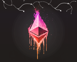 логотип эфира, плавящийся на жаре ethereum logo melting in heat 2