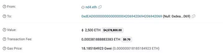 Пользователь сжег токены Ethereum на $5 млн