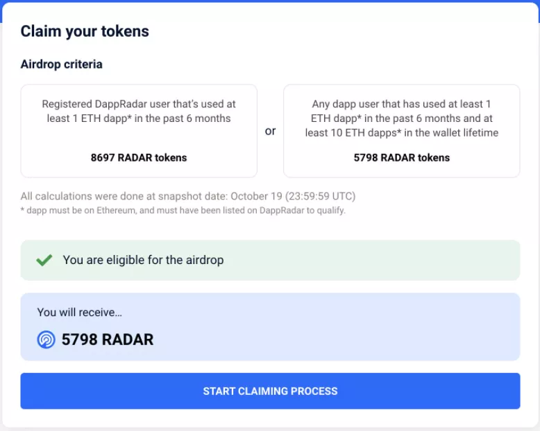 Сервис DappRadar запустил токен RADAR и объявил о начале эирдропа