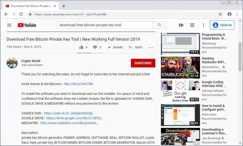 Хакеры начали красть криптовалюту через Youtube-видео о краже криптовалют